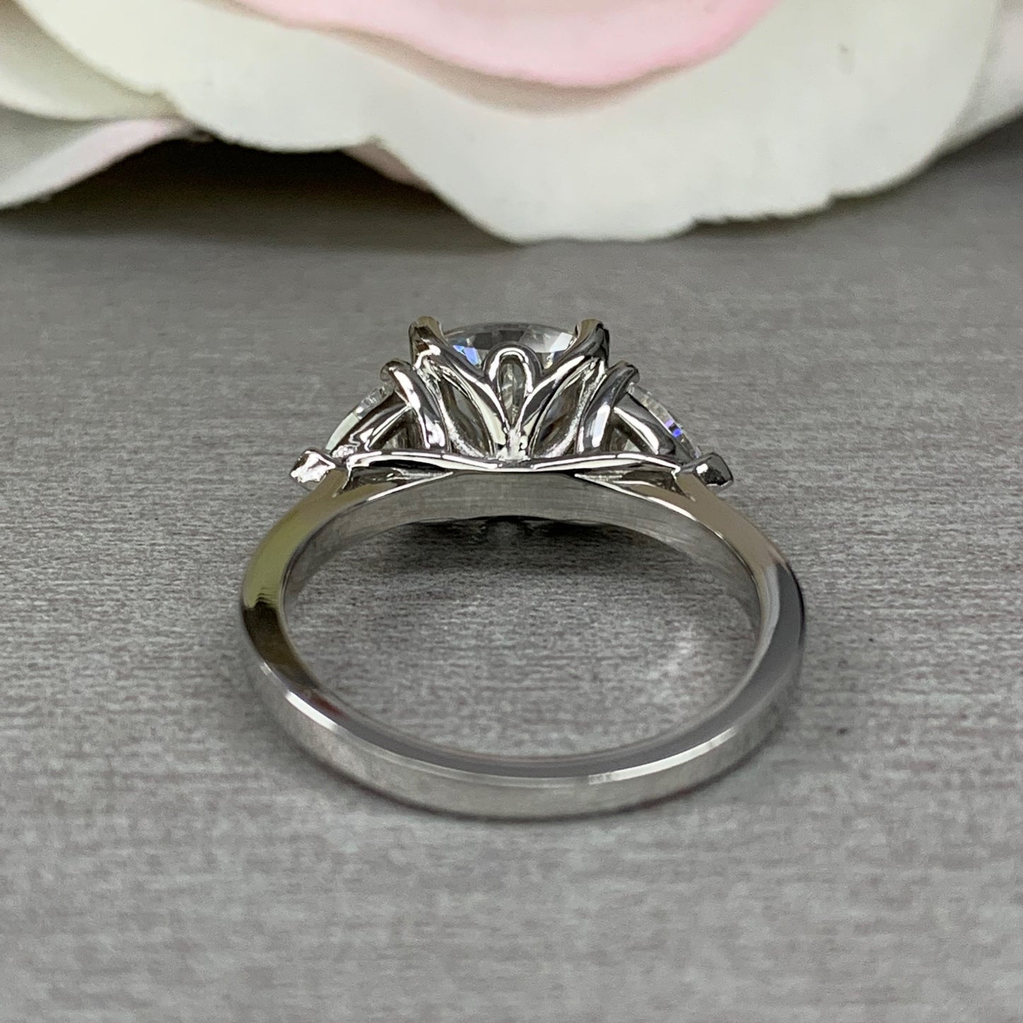 Moissanite Engagement ring White Gold Three Stone Cushion Cut Moissanite Engagement Ring For Women Unique Wedding Promise Anniversary #5237