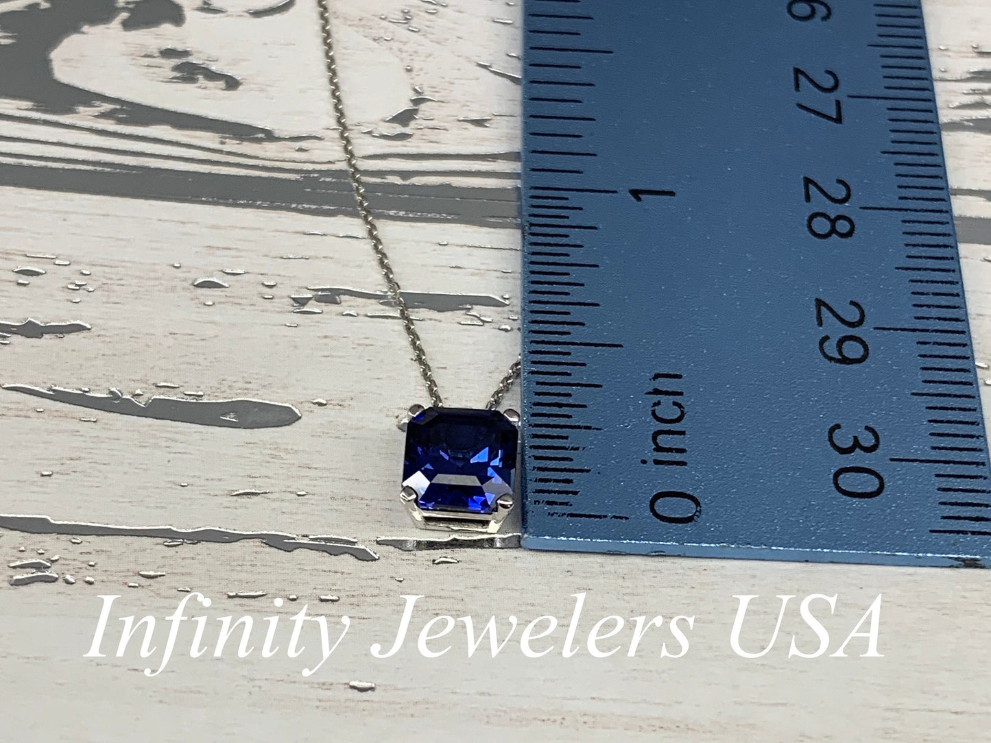 Blue sapphire pendant, Asscher cut sapphire necklace, 14k gold necklace, Ladies sapphire necklace, Gift for her, September Birthstone