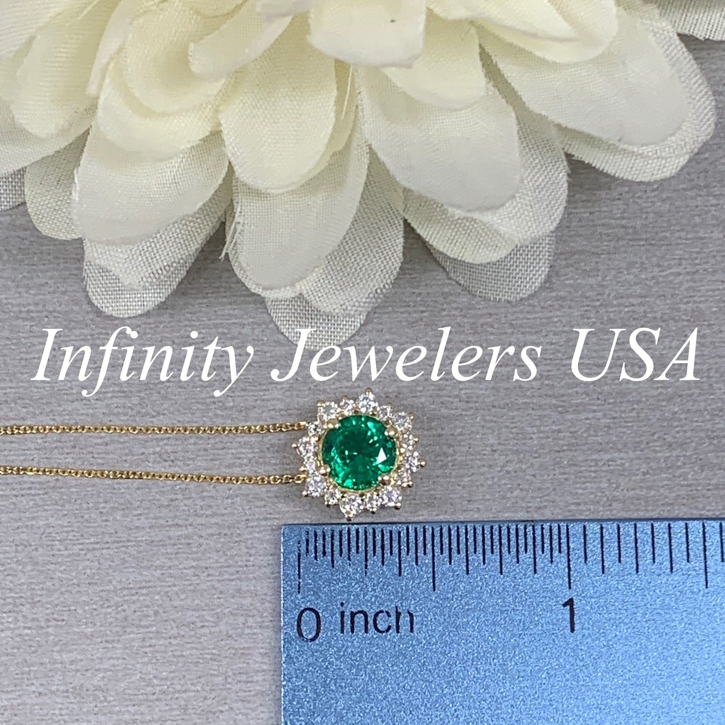 Emerald Pendant Necklace, May Birthstone Necklace, Moissanite Necklace, Emerald Necklace For Women, Gold Dainty Necklace, 14k Gold,  #6714