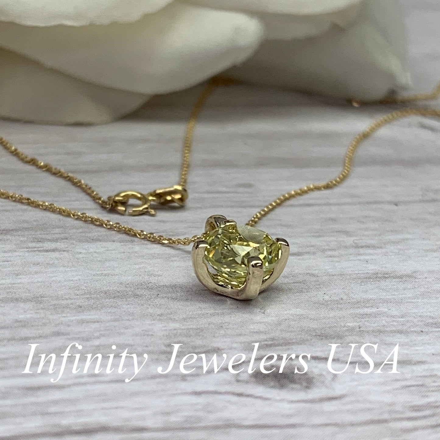 Sweet Yellow Sapphire Pendant With Extra Facets For More Brilliance,  Solitaire Necklace, 14K Yellow Gold, 18" Chain #6981