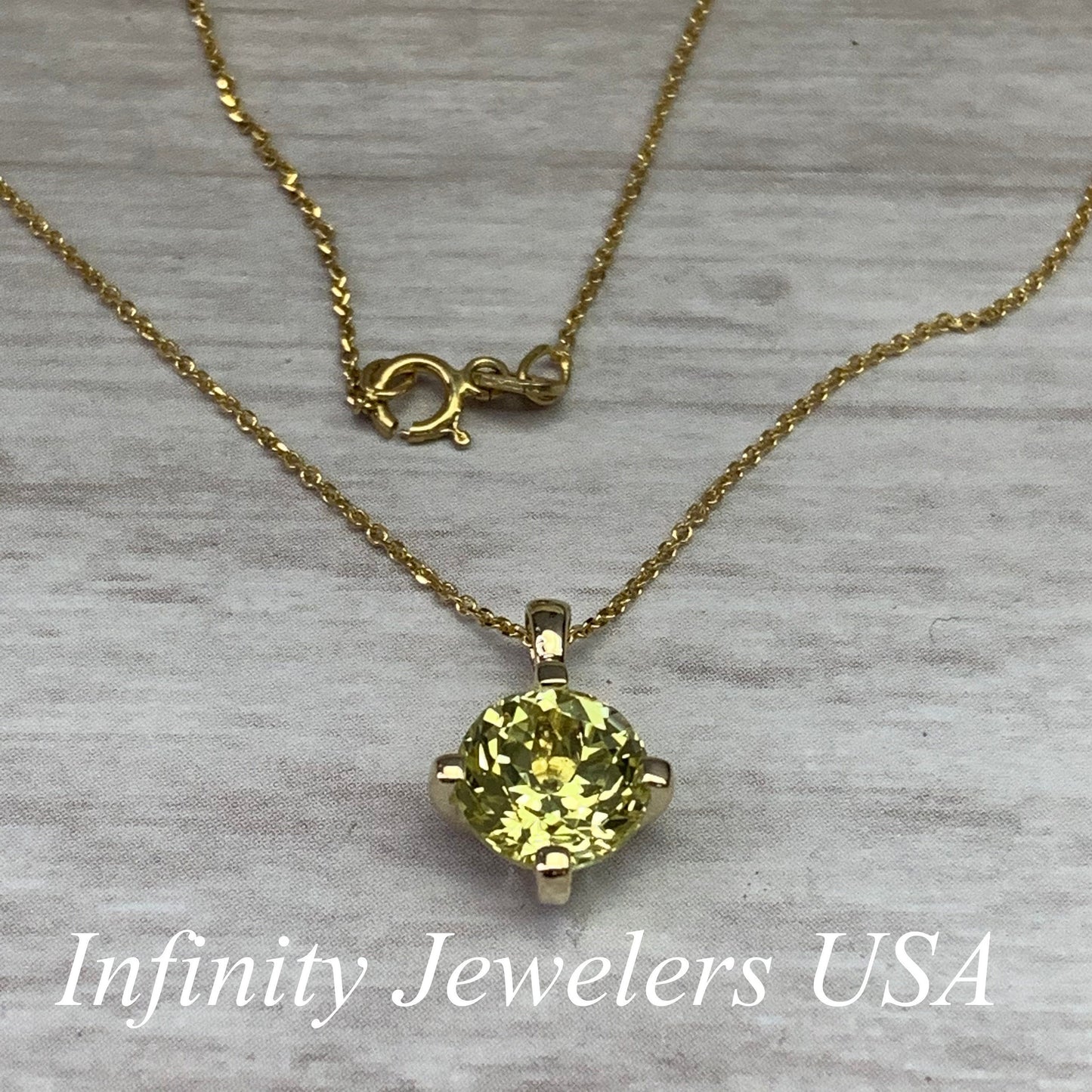 Sweet Yellow Sapphire Pendant With Extra Facets For More Brilliance,  Solitaire Necklace, 14K Yellow Gold, 18" Chain #6981