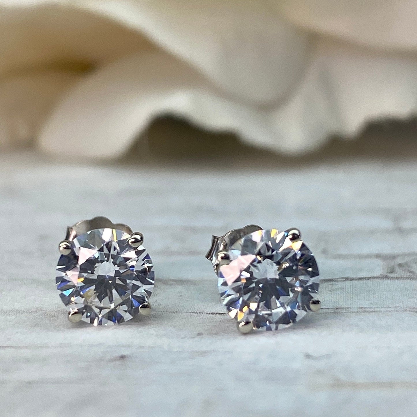 2.00 CTW Moissanite Diamond Stud Earrings 14K White Gold, Gold Stud Earrings Unisex, Gold Diamond Stud Earrings, Round Shape Earrings