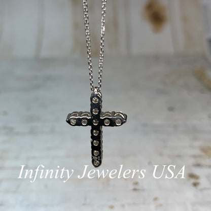 Cross Necklace With Moissanite Stones For Girls, Moissanite Cross Pendant Necklace For Ladies, 14k Gold Moissanite Cross Pendant Gift