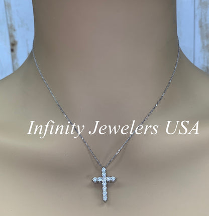 Cross Necklace With Moissanite Stones For Girls, Moissanite Cross Pendant Necklace For Ladies, 14k Gold Moissanite Cross Pendant Gift