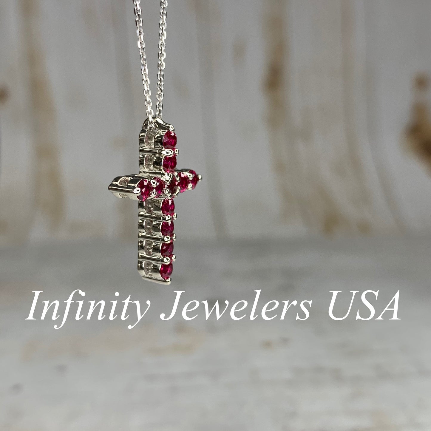 Cross Necklace With Ruby Stones For Girls, Ruby Cross Necklace, 14K Solid Gold, Gold Cross Necklace, Cross Pendant, Religious Gift