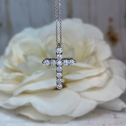 Cross Necklace With Moissanite Stones For Girls, Moissanite Cross Pendant Necklace For Ladies, 14k Gold Moissanite Cross Pendant Gift