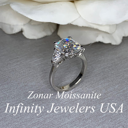 Moissanite Engagement Ring Elongated Cushion Cut Moissanite Engagement Ring White Gold Unique Vintage Wedding Anniversary Promise Ring #7413