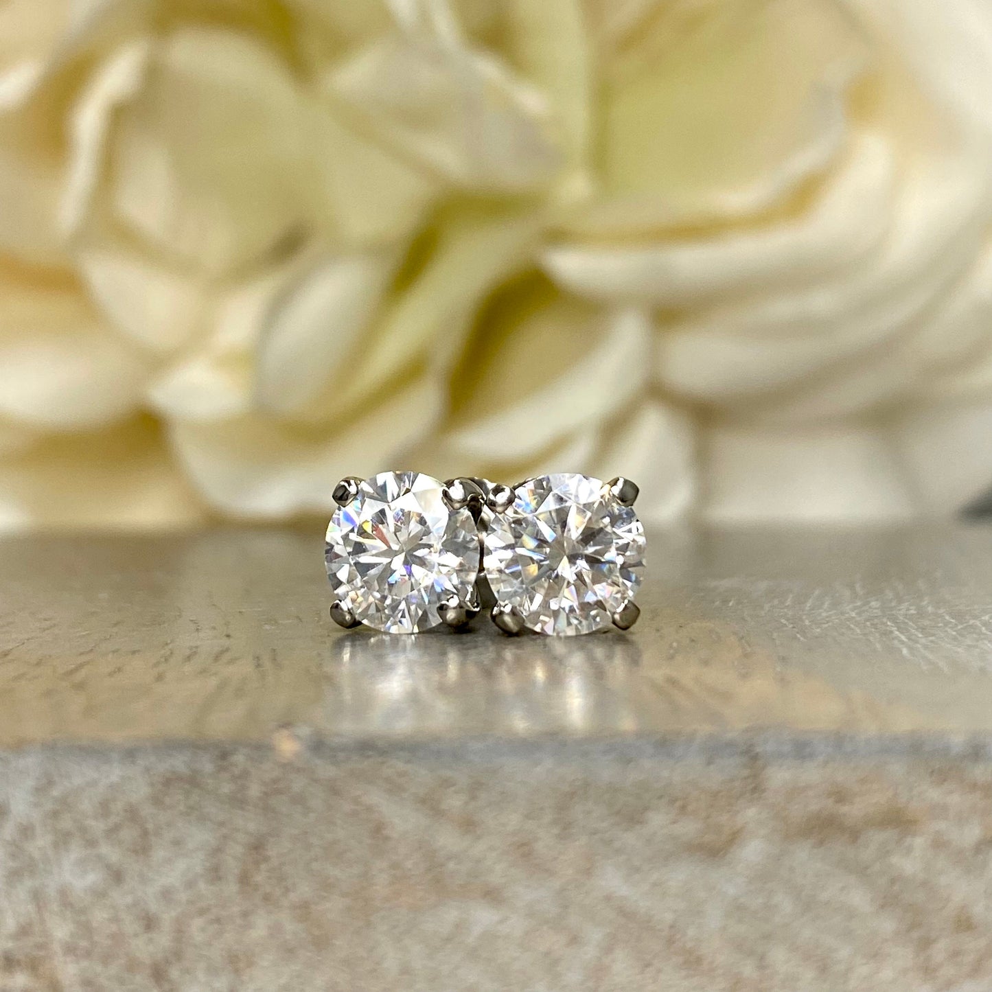 Moissanite Earrings Moissanite Diamond Stud Earrings White Gold, Gold Stud Earrings Unisex , Gold Stud Earrings, Round Shape Earrings  #7037