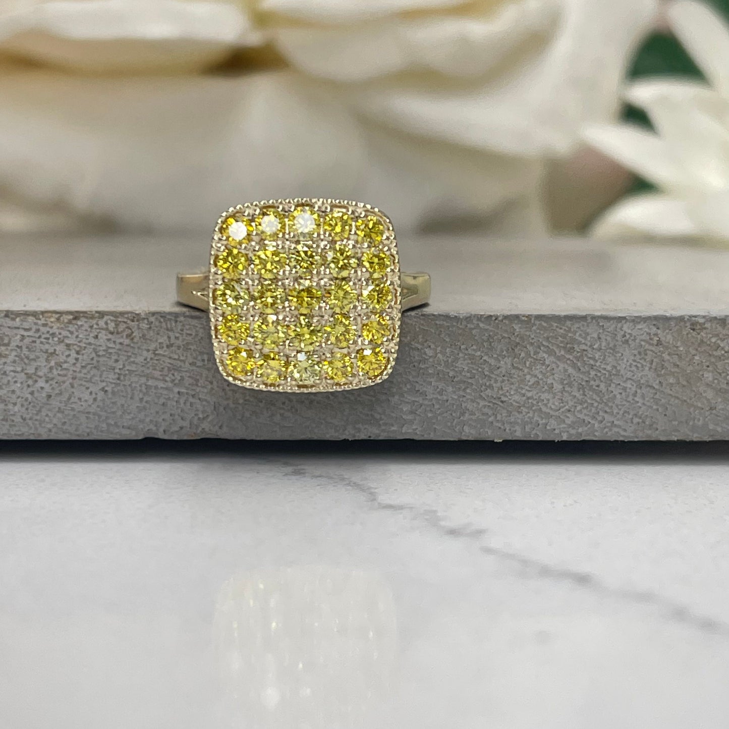 Lab Grown Yellow Diamond Ring 14K Yellow Gold Yellow Diamond Cluster Ring Lab Grown Yellow Diamond Cluster Ring Lab Grown Diamond Ring