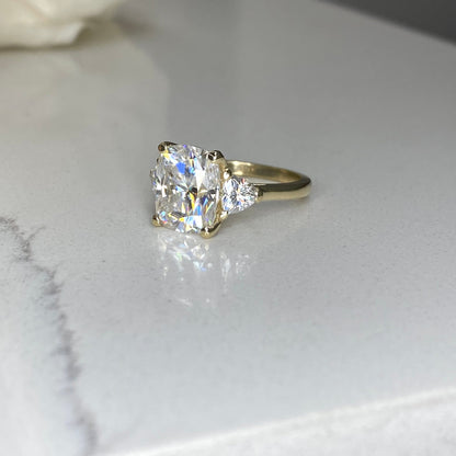 Moissanite Engagement Ring Elongated Cushion Cut Moissanite Engagement Ring White Gold Unique Vintage Wedding Anniversary Promise Ring #7413