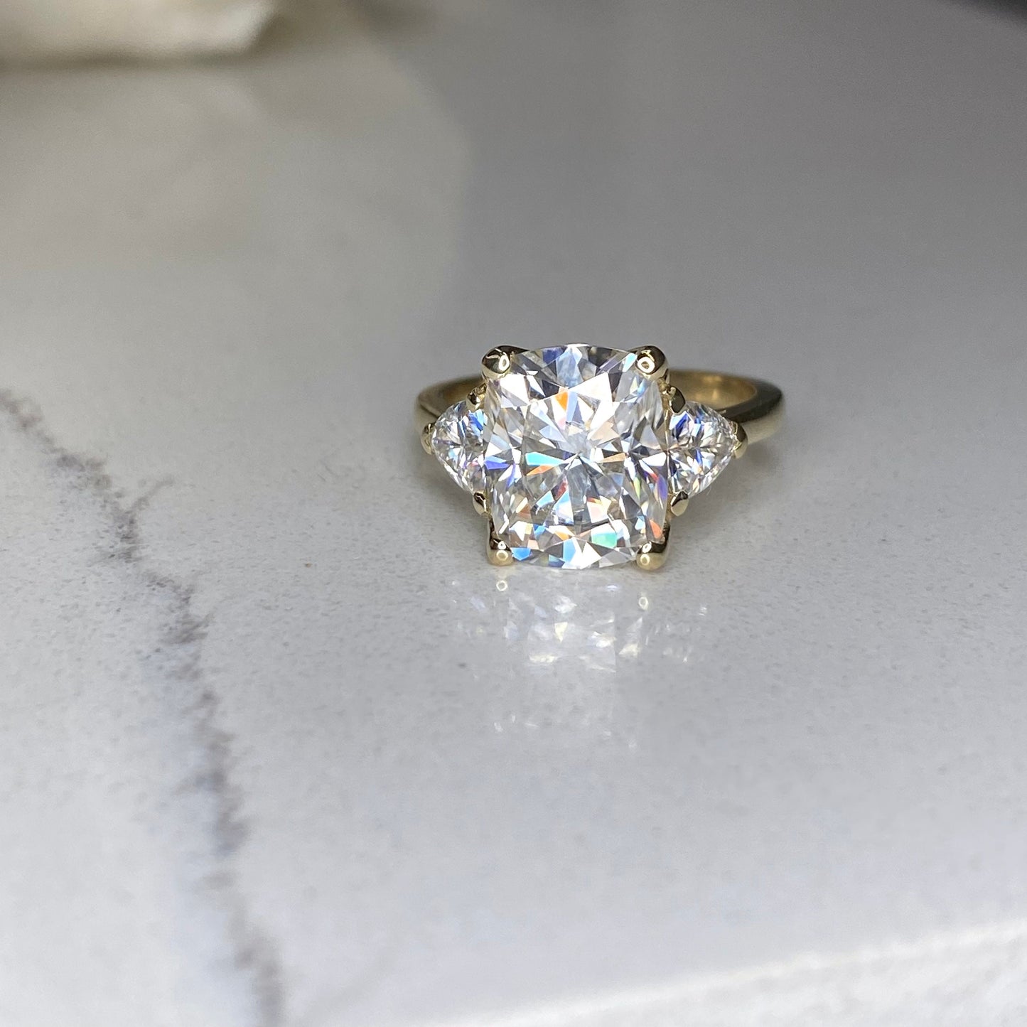 Moissanite Engagement Ring Elongated Cushion Cut Moissanite Engagement Ring White Gold Unique Vintage Wedding Anniversary Promise Ring #7413