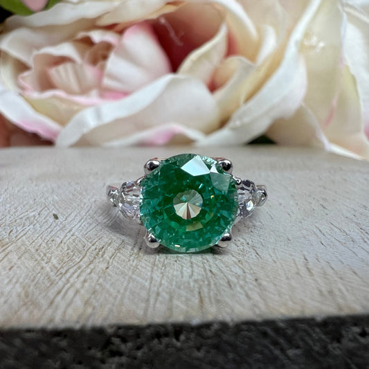 Paraiba Tourmaline Engagement Ring White Gold Green Paraiba Tourmaline And Moissanite Wedding Ring Unique Vintage Promise Anniversary  #6446