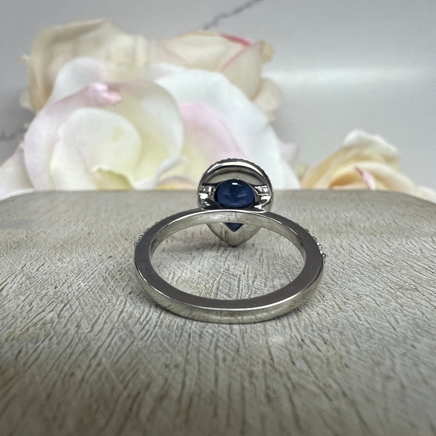 Pear Shaped Blue Sapphire Engagement Ring White Gold Unique Pear Blue Sapphire Ring Blue Sapphire Pear Solitaire Wedding Promise Ring  #7357