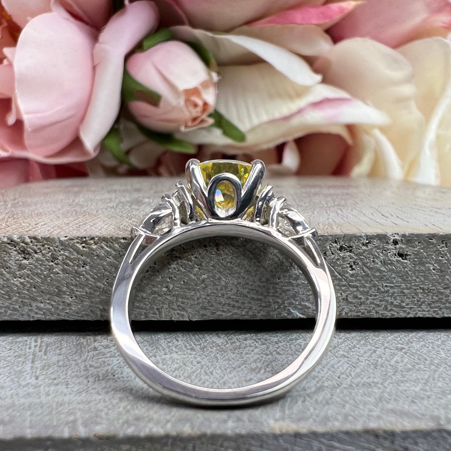 Cushion Cut Yellow Moissanite Engagement Ring White Gold Yellow Moissanite Engagement Rings Unique Moissanite Wedding Anniversary Ring #7379