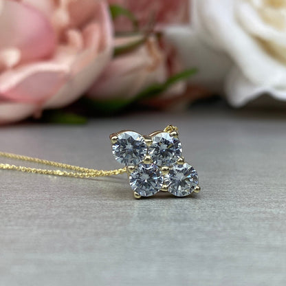 Moissanite Necklace, Family Birthstone Necklace, 14K Yellow Gold, Moissanite Pendant, April Birthstone Necklace, #6788 #6789 #6790