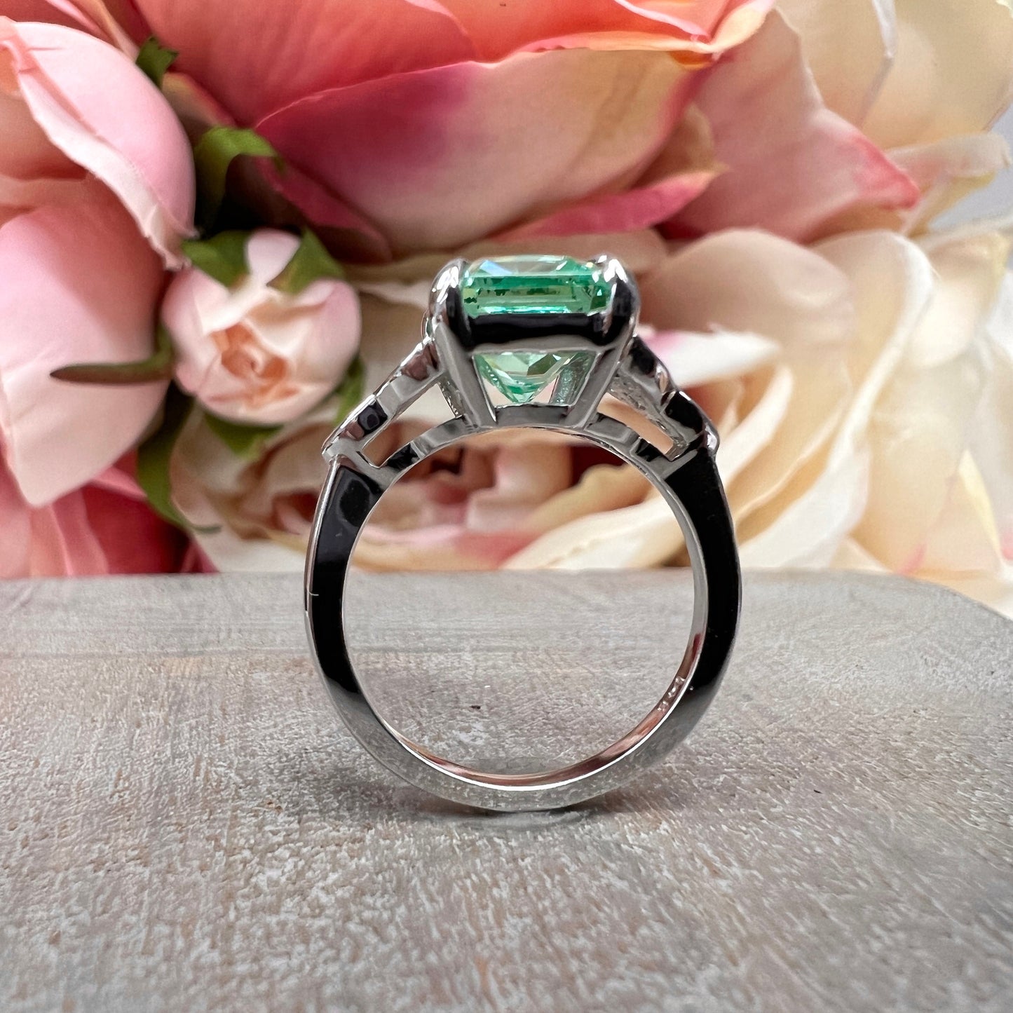 Radiant Cut Paraiba Tourmaline And Moissanite Engagement Ring 14K White Gold Celtic Engagement Ring Unique Vintage Wedding Anniversary  7393