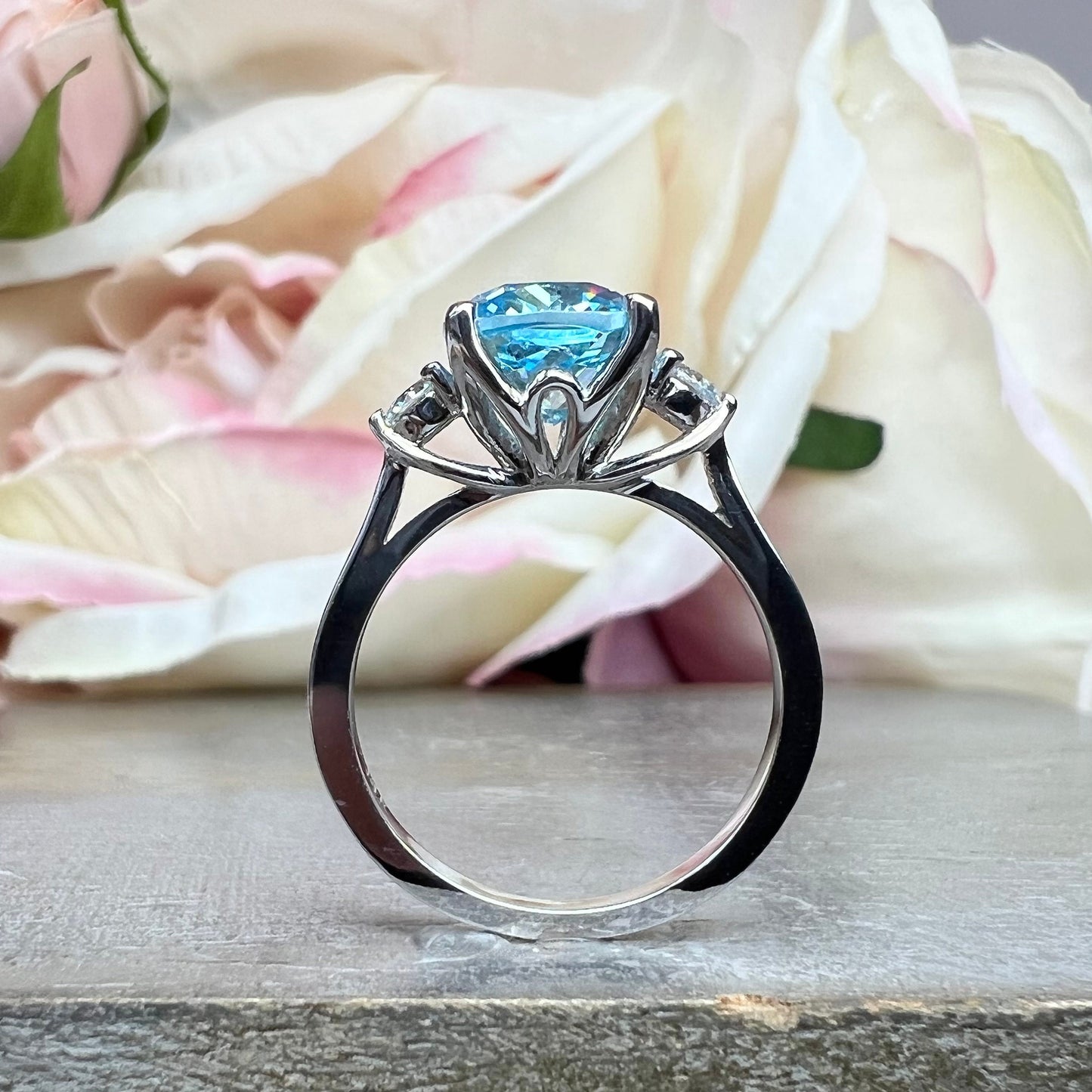 Aquamarine Promise Ring White Gold Cushion Cut Aquamarine Engagement Ring Unique Solitaire Anniversary Wedding Ring March Birthstone