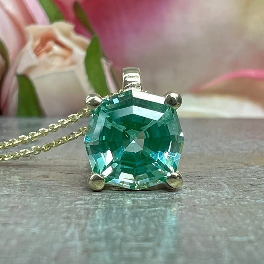 Paraiba Tourmaline Pendant, Paraiba Pendant 14K White Gold, Octagon Pendant, Anniversary Gift For Her, Dainty Pendant Necklace,  #6279