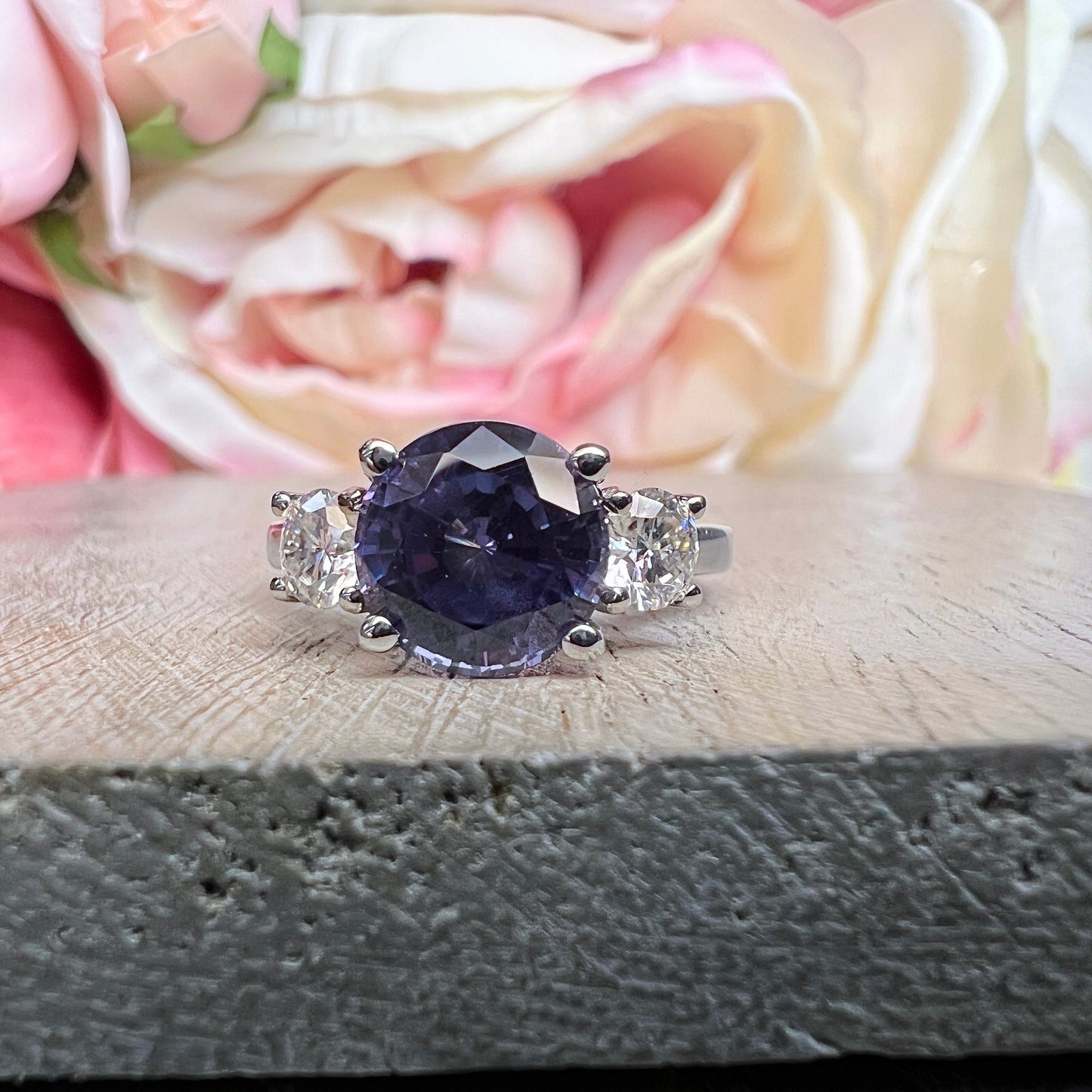 Alexandrite Engagement Ring White Gold Vintage Unique Alexandrite Engagement Ring Moissanite Accent Ring Bridal Wedding Ring For Women