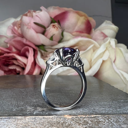 Alexandrite Engagement Ring, June Birthstone Ring, Alexandrite Ring, Moissanite Ring, Gift For Her, Infinity Jewelers USA