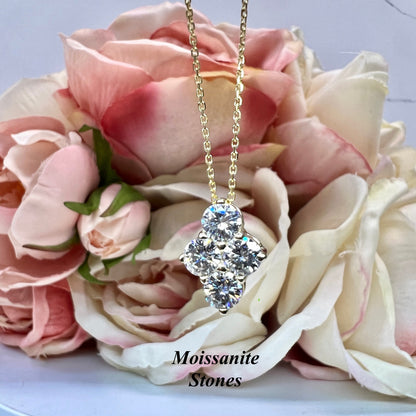 Moissanite Necklace, Family Birthstone Necklace, 14K Yellow Gold, Moissanite Pendant, April Birthstone Necklace, #6788 #6789 #6790