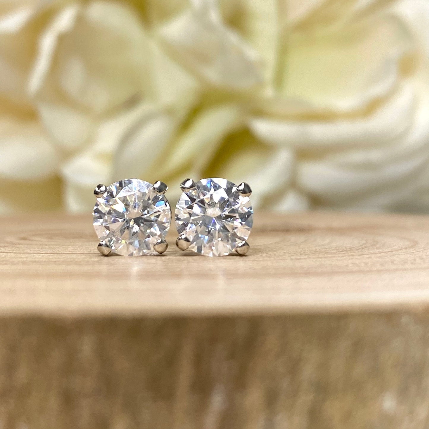 Moissanite Earrings Moissanite Diamond Stud Earrings White Gold, Gold Stud Earrings Unisex , Gold Stud Earrings, Round Shape Earrings  #7037