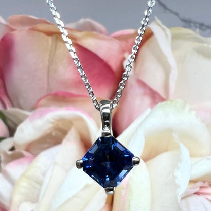 Necklace for women Blue sapphire pendant necklace 14k solid gold, something blue bridal wedding necklace, birthstone ladies necklace,  #6188