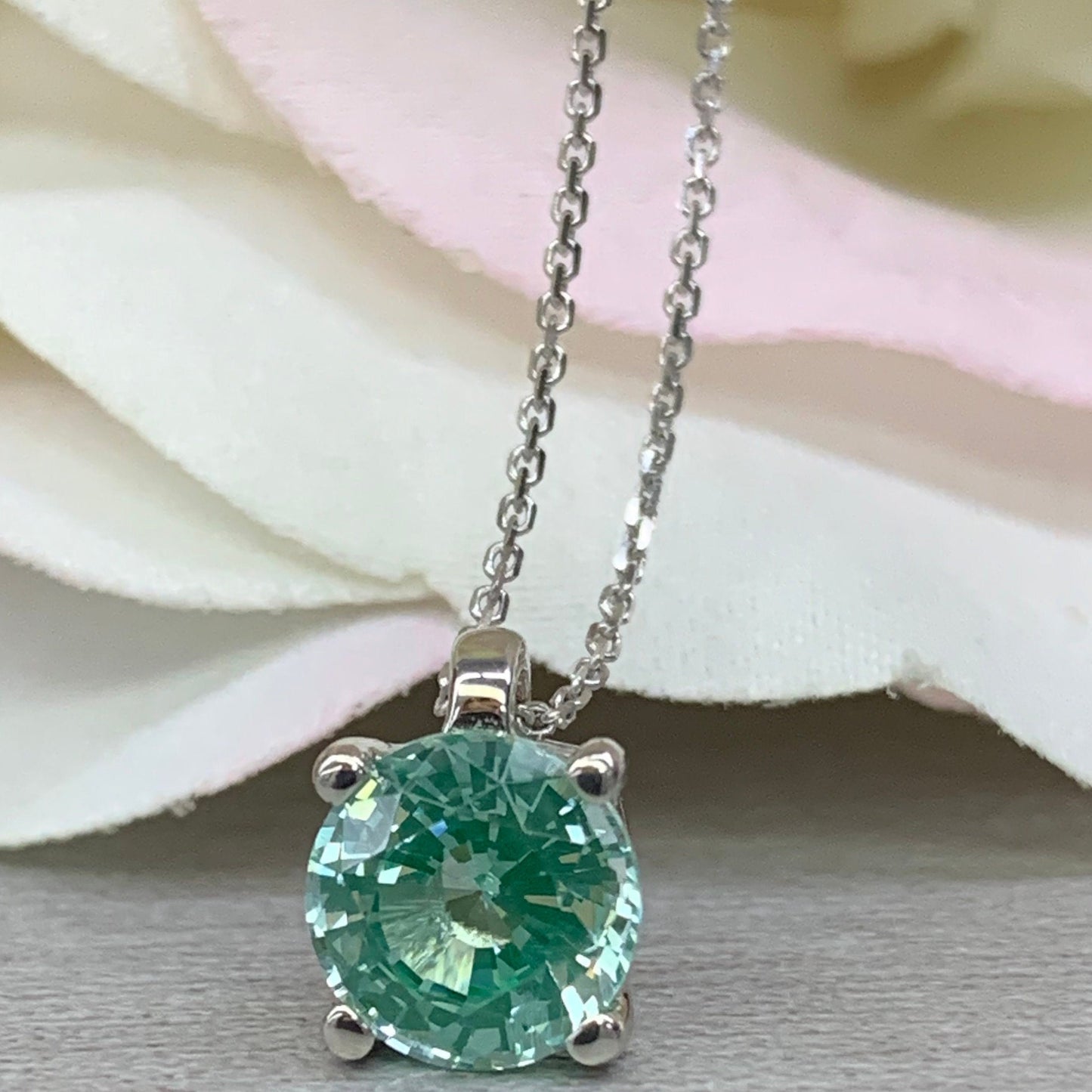 Paraiba tourmaline necklace, Green paraiba pendant, Round paraiba pendant, Ladies 14k gold necklace, Layering jewelry, Birthday gift, #6662