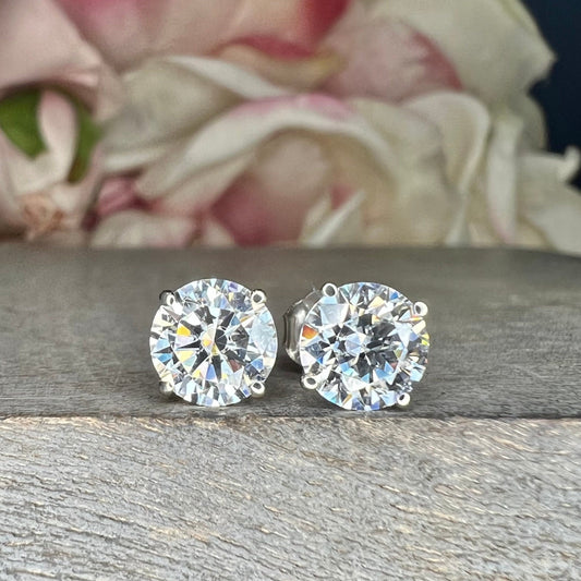 2.00 CTW Round moissanite stud earrings 14K white gold, stud earrings unisex, diamond stud earrings, wedding earrings moissanite studs