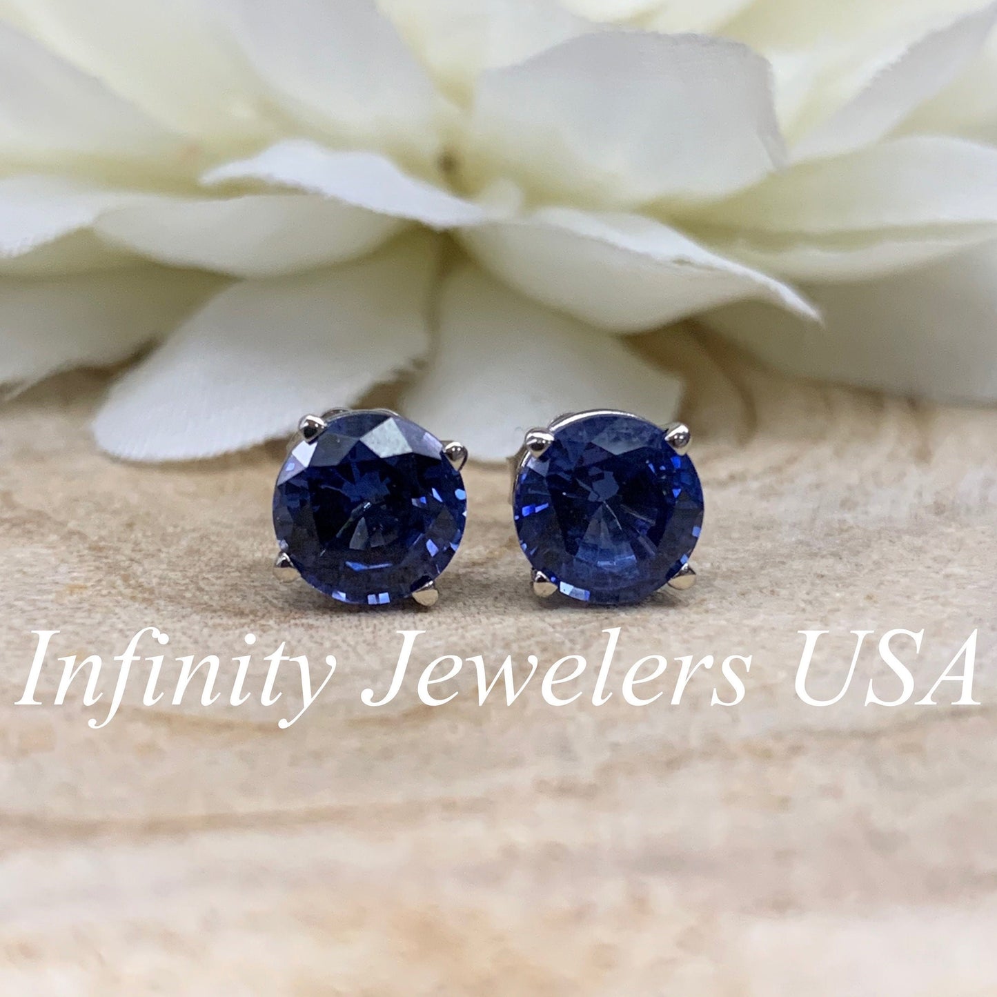 Sapphire Stud Earrings 14K Gold  September Birthstone Jewelry, Ladies Earrings September Birthstone Earrings, Sapphire Stud Earrings #6682