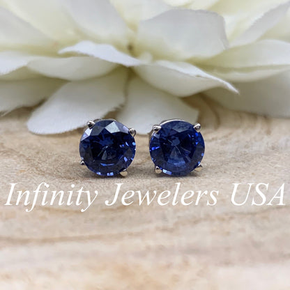 Sapphire Stud Earrings 14K Gold  September Birthstone Jewelry, Ladies Earrings September Birthstone Earrings, Sapphire Stud Earrings #6682