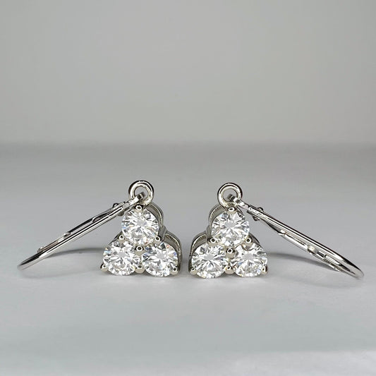 Moissanite Earrings, Dangle Earrings, Drop Earrings, Lever back Earrings, 1.50ctw. 14K White Gold #6907 #6908 #6909