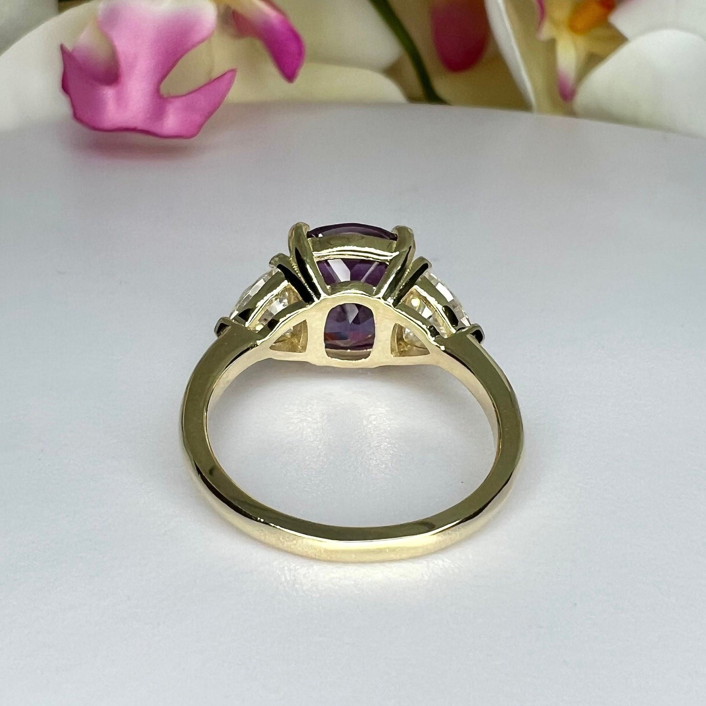 Alexandrite Engagement Ring, Alexandrite Ring, 14k White Gold, Cushion Cut Ring, Gift For Her, June Birthstone Ring, Purple Gemstone