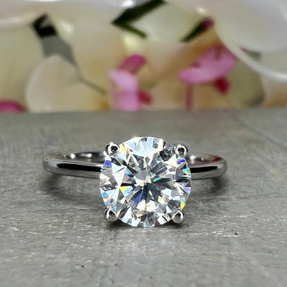 1 CT Moissanite Ring, Simple Thin Band  Round Shaped Solitaire  Moissanite Engagement Ring Moissanite Proposal Ring For Ladies, Bridal Ring