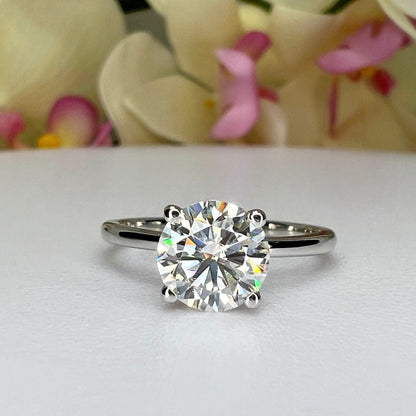 1 CT Moissanite Ring, Simple Thin Band  Round Shaped Solitaire  Moissanite Engagement Ring Moissanite Proposal Ring For Ladies, Bridal Ring