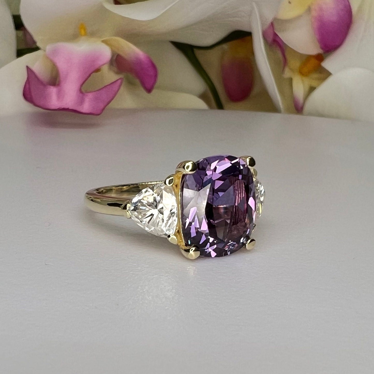 Alexandrite Engagement Ring, Alexandrite Ring, 14k White Gold, Cushion Cut Ring, Gift For Her, June Birthstone Ring, Purple Gemstone