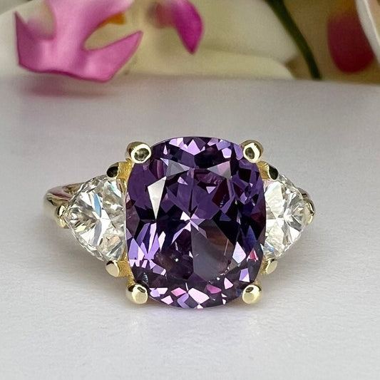 Alexandrite Engagement Ring, Alexandrite Ring, 14k White Gold, Cushion Cut Ring, Gift For Her, June Birthstone Ring, Purple Gemstone