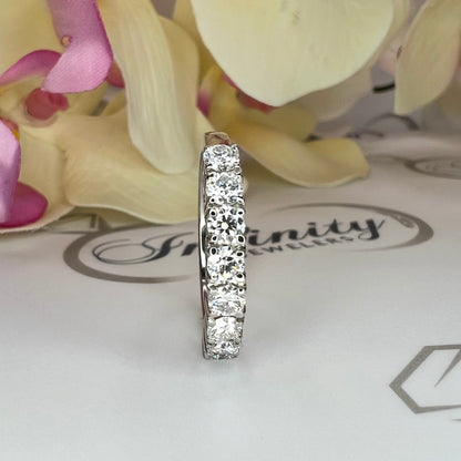 Round cut Moissanite half eternity matching wedding band 14K solid gold, stacking moissanite bridal band, dainty wedding band ladies,  #5146