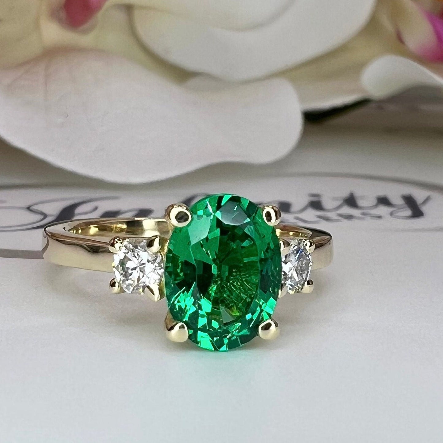 Emerald Engagement Ring White Gold, Oval Emerald and Moissanite Engagement Ring , Emerald Green Ring Unique Oval Wedding Promise Ring #6776