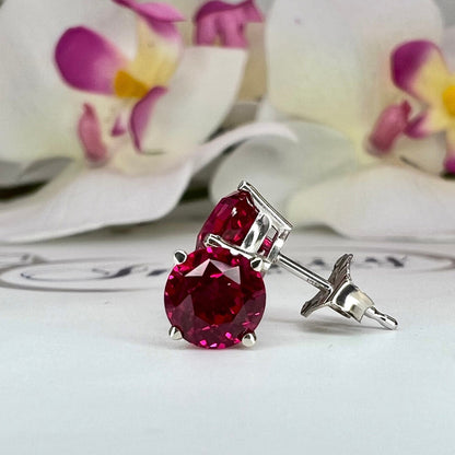 Ruby stud Earrings 6mm 14k yellow/white gold, July Birthstone Jewelry, Gold ruby studs, small stud earrings, tiny red stud earrings,  #7517