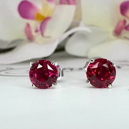 Ruby stud Earrings 6mm 14k yellow/white gold, July Birthstone Jewelry, Gold ruby studs, small stud earrings, tiny red stud earrings,  #7517