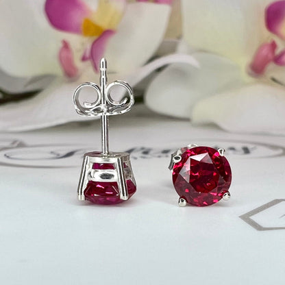 Ruby stud Earrings 6mm 14k yellow/white gold, July Birthstone Jewelry, Gold ruby studs, small stud earrings, tiny red stud earrings,  #7517