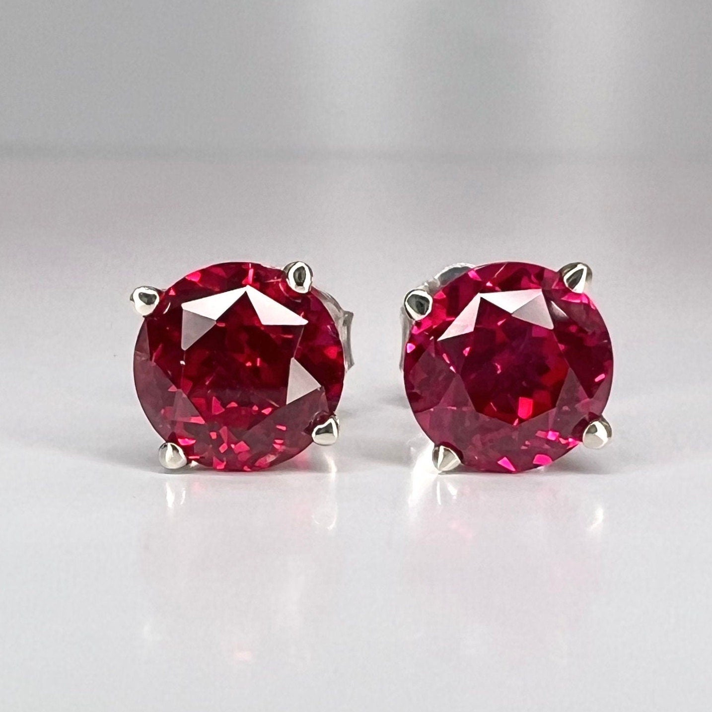 Ruby stud Earrings 6mm 14k yellow/white gold, July Birthstone Jewelry, Gold ruby studs, small stud earrings, tiny red stud earrings,  #7517