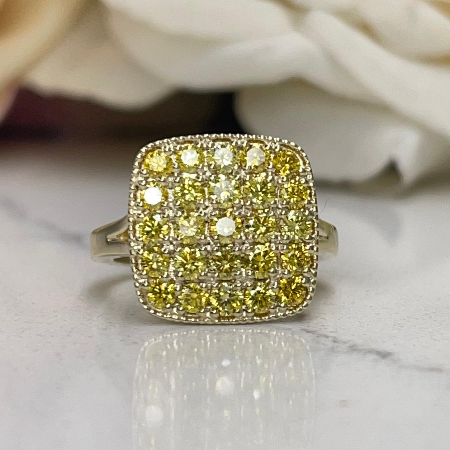 Lab Grown Yellow Diamond Ring 14K Yellow Gold Yellow Diamond Cluster Ring Lab Grown Yellow Diamond Cluster Ring Lab Grown Diamond Ring