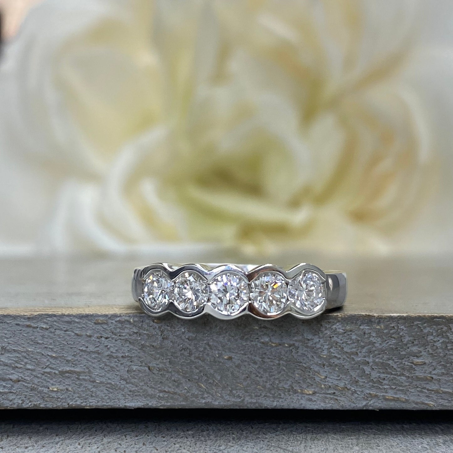 5 Stone Bezel Set Round Diamond Engagement Ring, Classic 5 Stone Wedding Ring, Promise Ring, Diamond Wedding Five Stone Ring