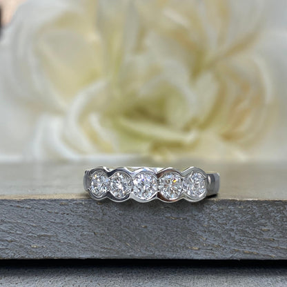 5 Stone Bezel Set Round Diamond Engagement Ring, Classic 5 Stone Wedding Ring, Promise Ring, Diamond Wedding Five Stone Ring