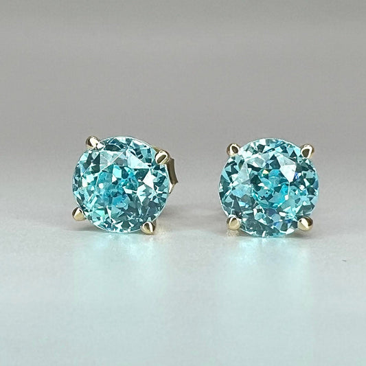 Aquamarine earrings white gold, 3.80ctw Aquamarine studs minimalist earrings everyday jewelry aquamarine gemstone earrings four prong