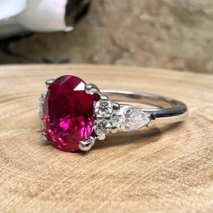 Oval Ruby Engagement Ring Vintage Unique White Gold Engagement Rings Women Pear Cluster Ring Moissanite Wedding Bridal Promise Rings #7326