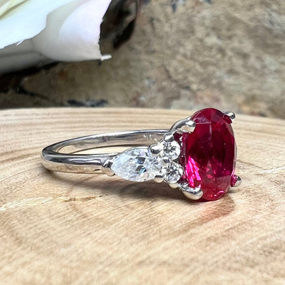 Oval Ruby Engagement Ring Vintage Unique White Gold Engagement Rings Women Pear Cluster Ring Moissanite Wedding Bridal Promise Rings #7326