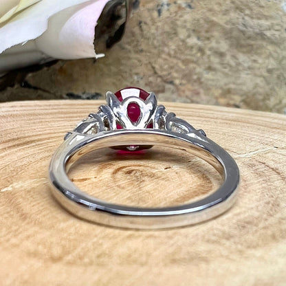 Oval Ruby Engagement Ring Vintage Unique White Gold Engagement Rings Women Pear Cluster Ring Moissanite Wedding Bridal Promise Rings #7326